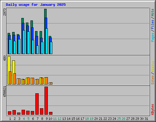 Daily usage for January 2025