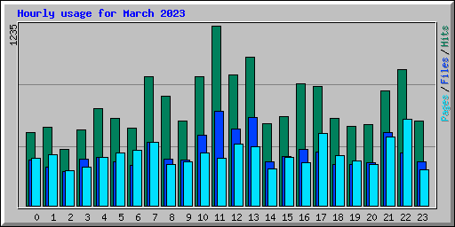 Hourly usage for March 2023